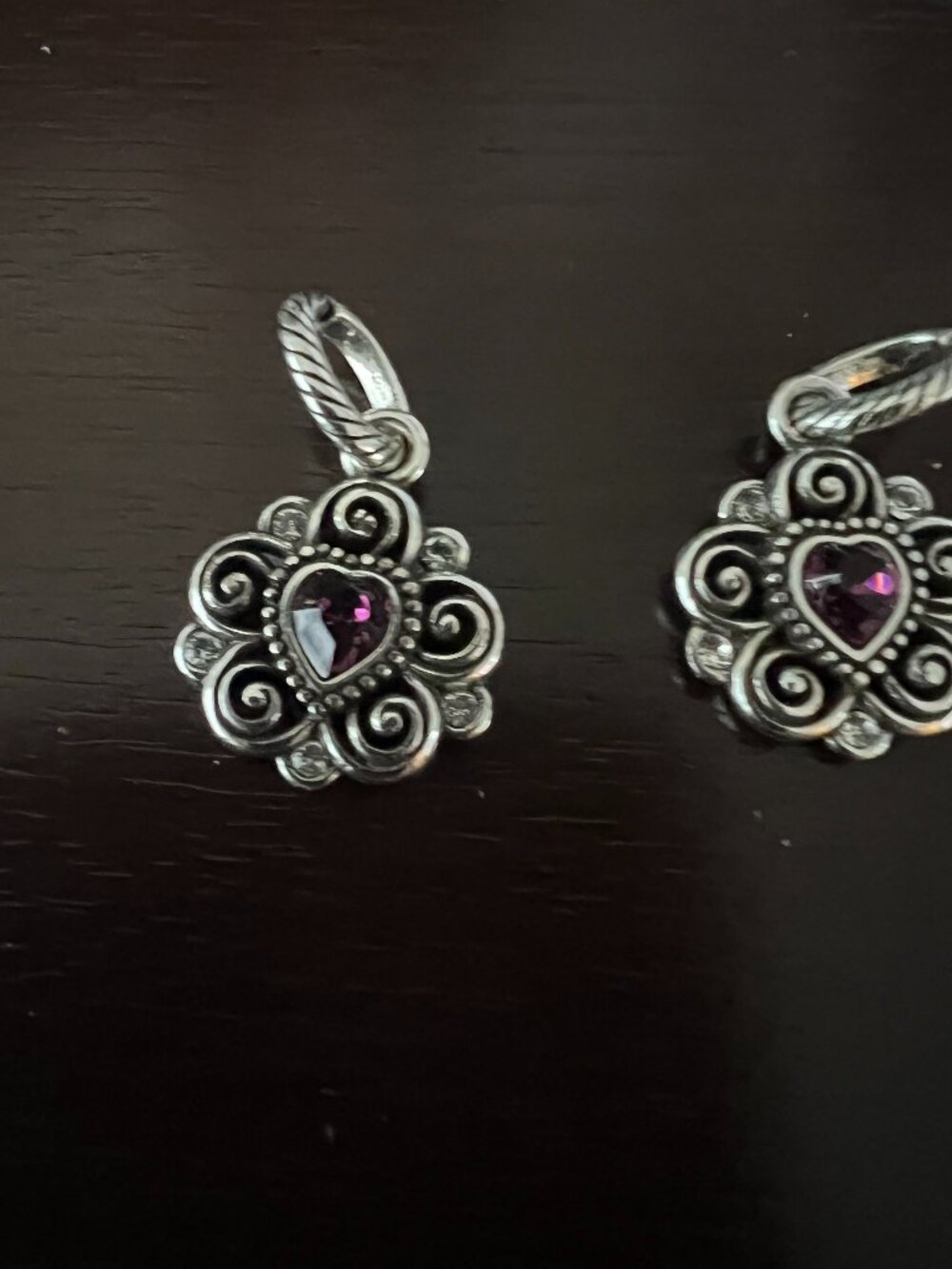 The Brighton Purple Birthstone Pendant Charm is a stunning silver-plated charm